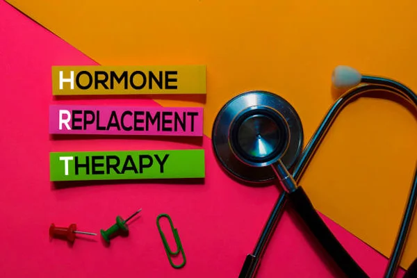 stethoscope, paper pin, paper clip and hormone replacement therapy